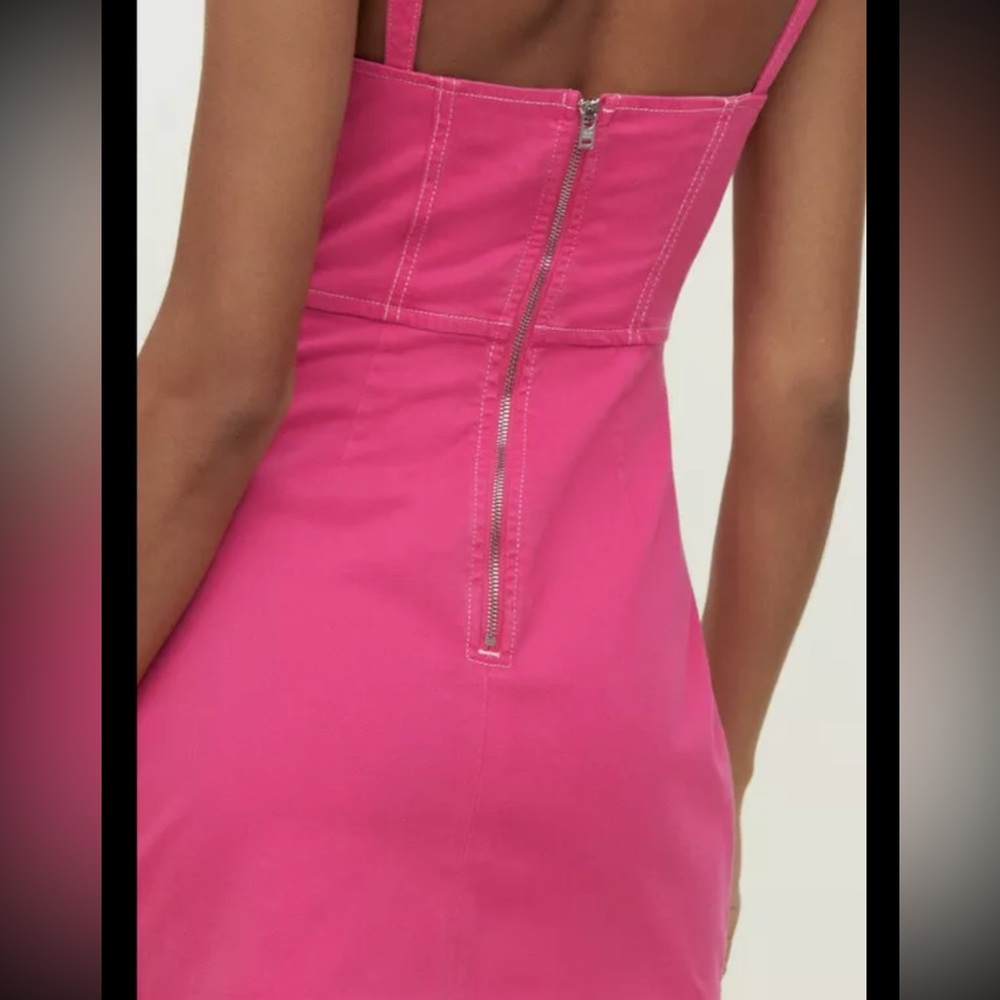 NWT Reformation Jolie Bustier Mini Dress Barbie Pink Size 10 - Picture 2 of 4